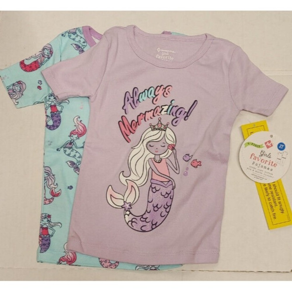 NWT Member's Mark Girls 2-Piece Favorite Mermaid Pajama‎ Tops Size 2T